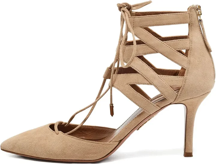 Pre-Owned 105mm Lace-Up Pumps