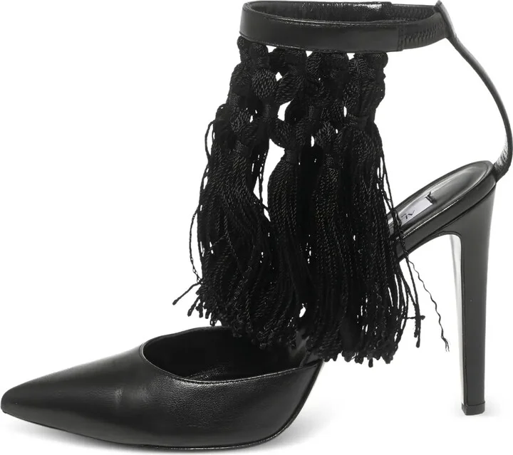 Pre-Owned 105mm Leather Fringed Pumps