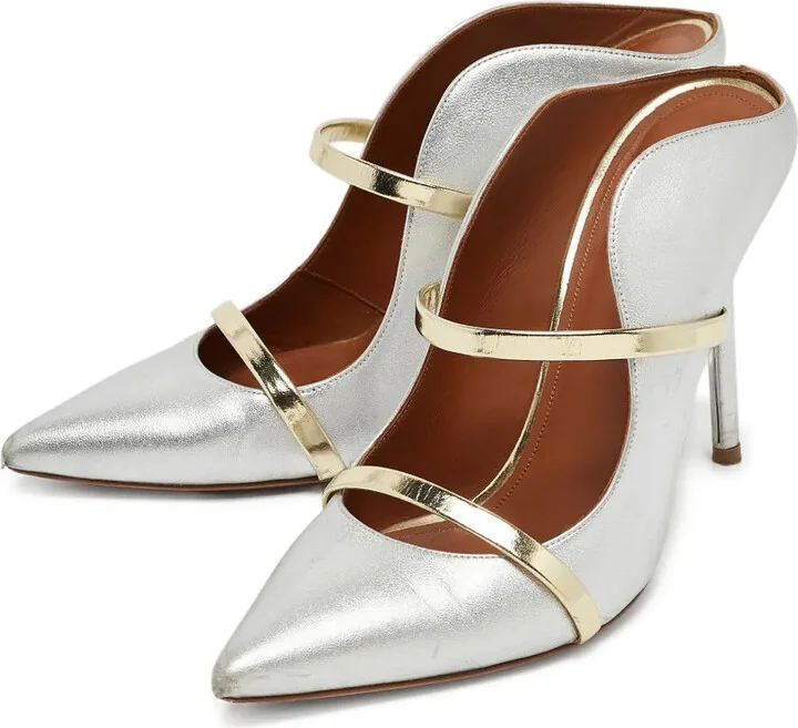 pre-owned 105mm Maureen metallic leather pointed-toe mules - Image 2