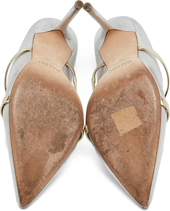 pre-owned 105mm Maureen metallic leather pointed-toe mules - Image 4