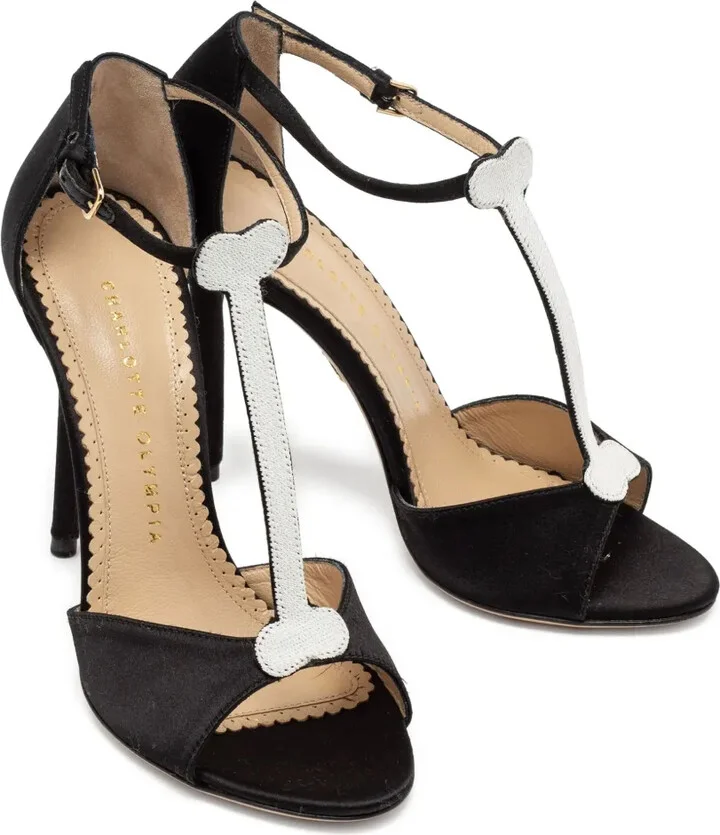 pre-owned 105mm Monochrome Skeleton T-bar heeled sandals - Image 2