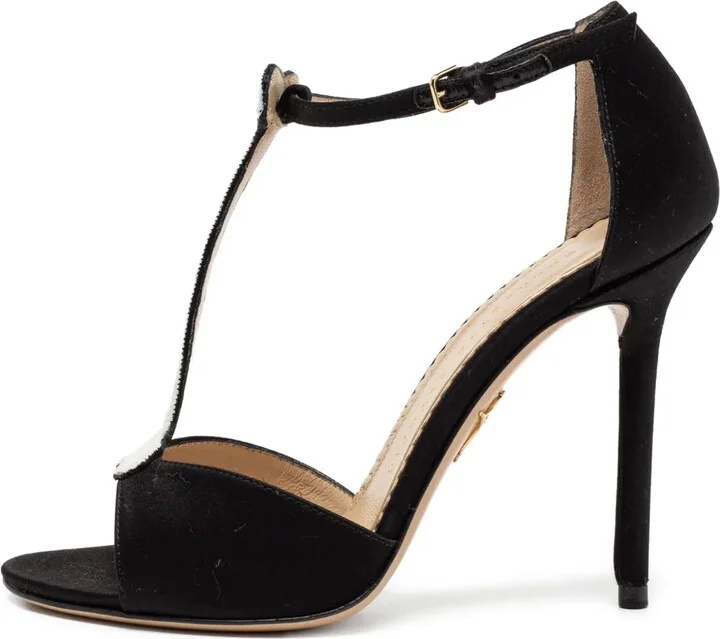 pre-owned 105mm Monochrome Skeleton T-bar heeled sandals