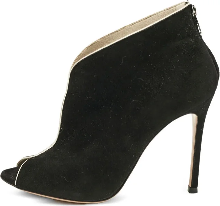 Pre-owned 105mm peep-toe stiletto boots