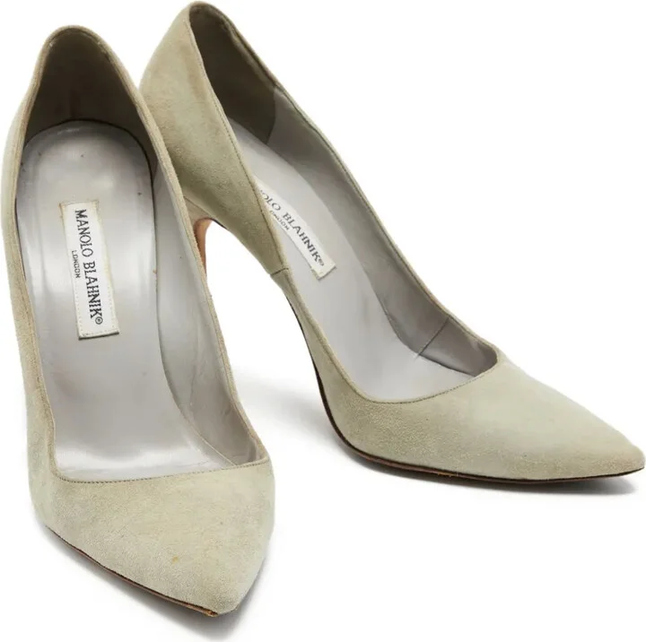 Pre-Owned 105mm Pointed-Toe Suede Pumps - Image 2