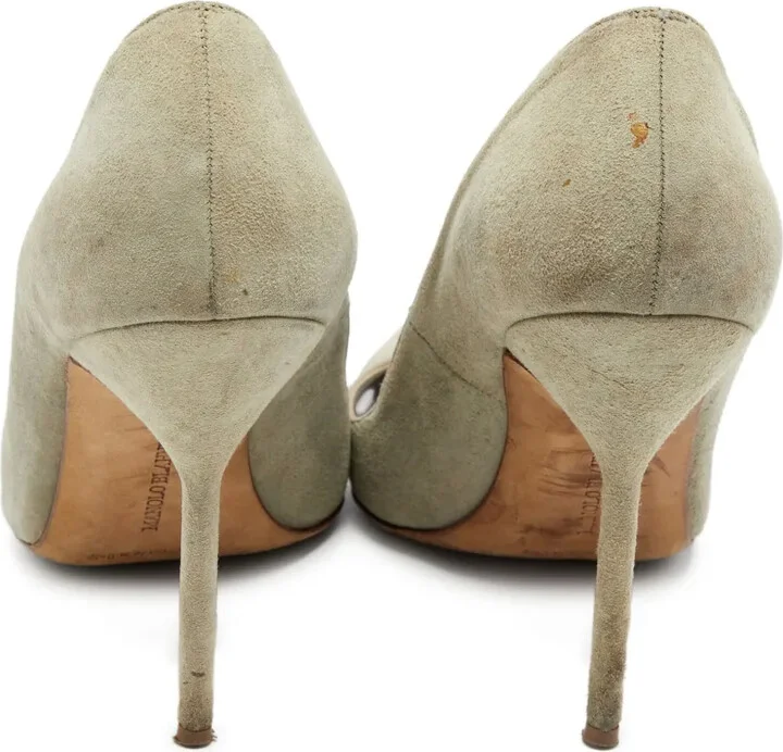 Pre-Owned 105mm Pointed-Toe Suede Pumps - Image 3