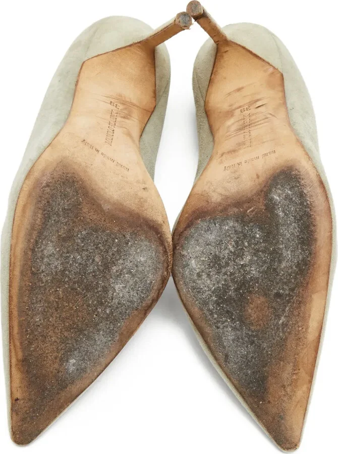 Pre-Owned 105mm Pointed-Toe Suede Pumps - Image 5