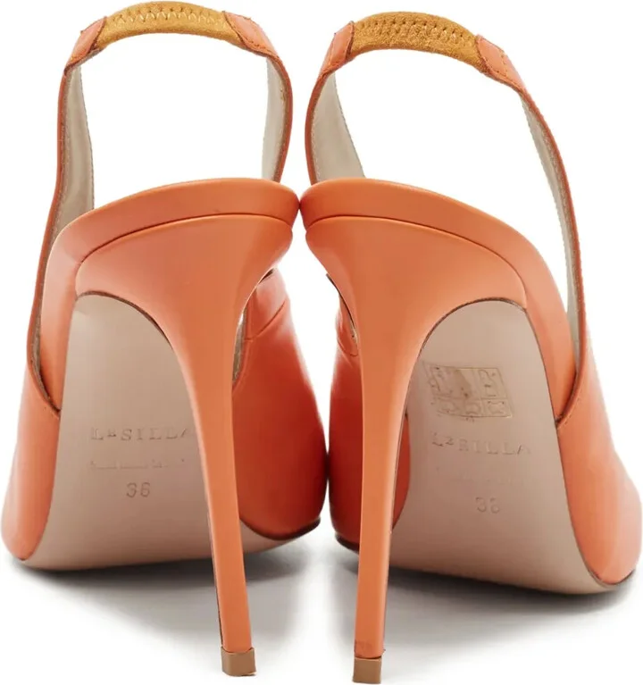 Pre-Owned 105mm Slingback Leather Pumps - Image 3