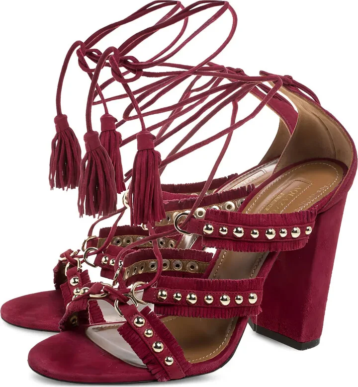Pre-Owned 105mm Tassel Studded Sandals