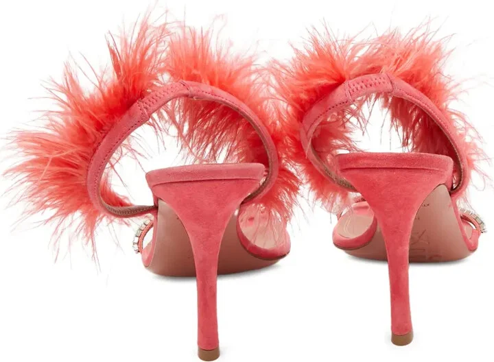 pre-owned 110mm Adwoa feather-embellished satin sandals - Image 4