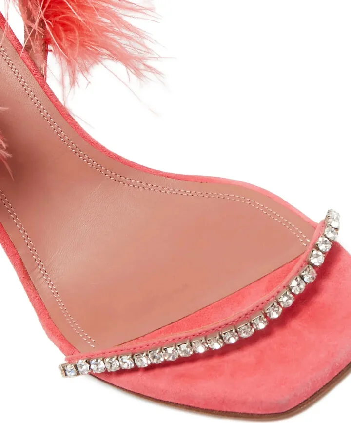 pre-owned 110mm Adwoa feather-embellished satin sandals - Image 5