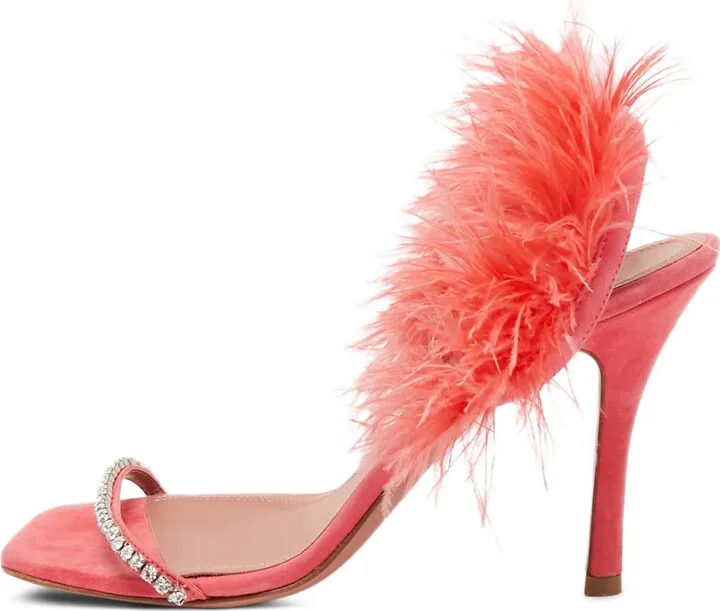 pre-owned 110mm Adwoa feather-embellished satin sandals