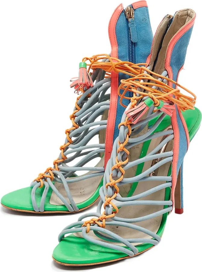 Pre-Owned 110mm Colourblock Strappy Sandals - Image 2