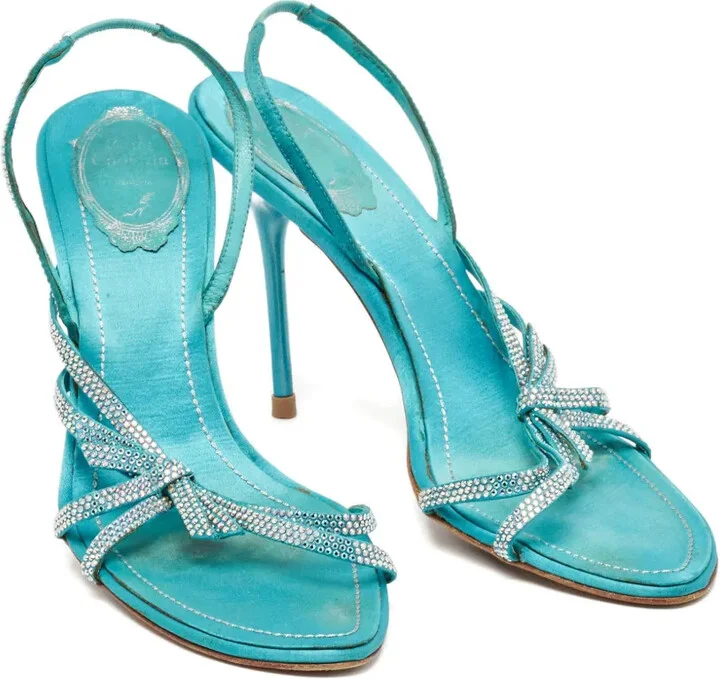 Pre-owned 110mm crystal-bow slingback sandals - Image 2
