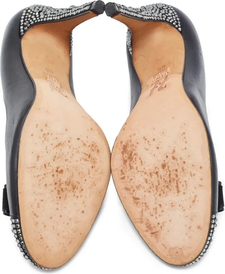 Pre-Owned 110mm Crystal-Embellished Leather Pumps - Image 5