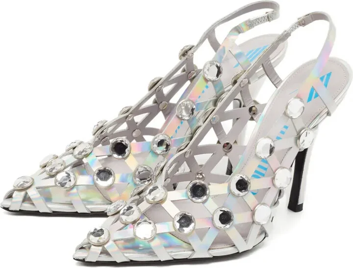 Pre-Owned 110mm Crystal-Embellished Slingback Pumps - Image 2