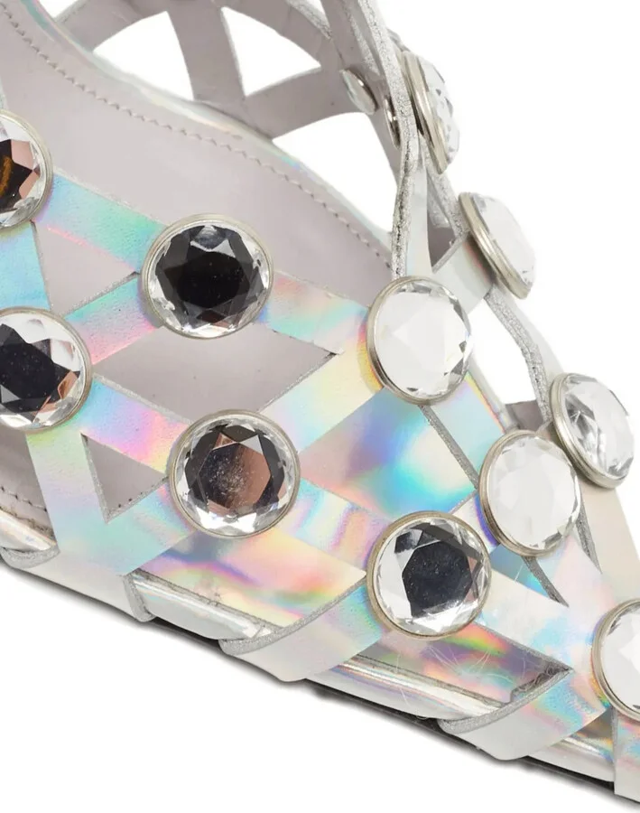 Pre-Owned 110mm Crystal-Embellished Slingback Pumps - Image 4