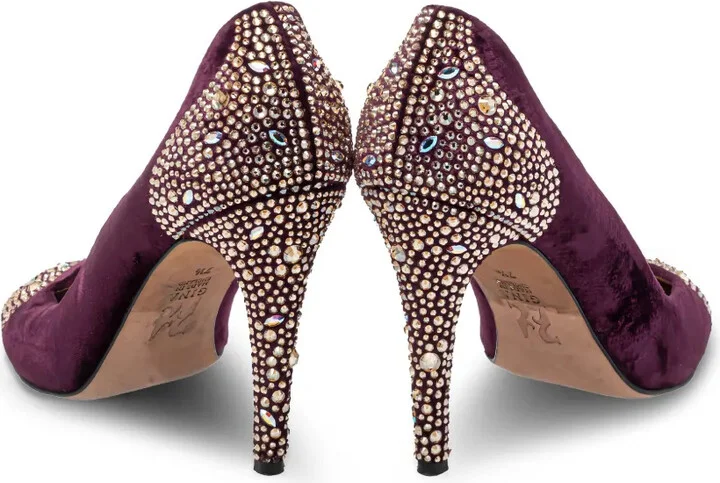 Pre-Owned 110mm Crystal-Embellished Velvet Pumps - Image 3