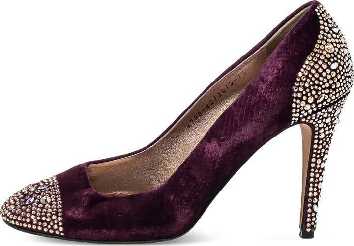 Pre-Owned 110mm Crystal-Embellished Velvet Pumps