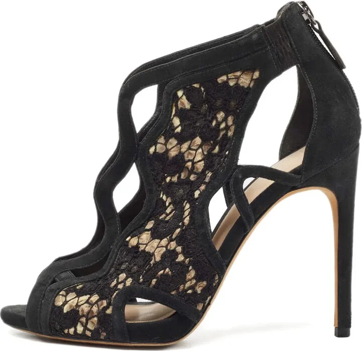 Pre-owned 110mm cut-out lace sandals
