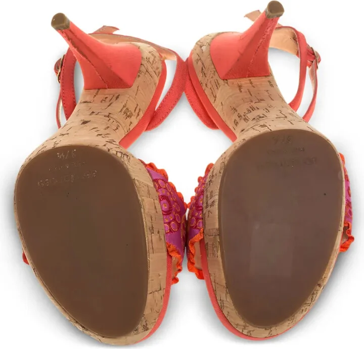 Pre-Owned 110mm Embroidered Cork-Sole Sandals - Image 4