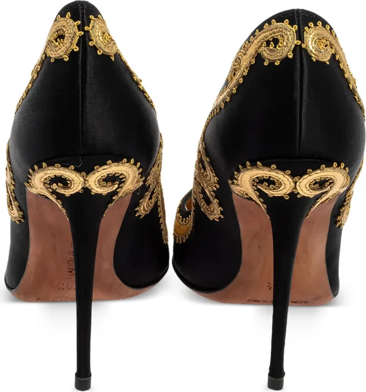 Pre-Owned 110mm Embroidered Pointed-Toe Pumps - Image 4