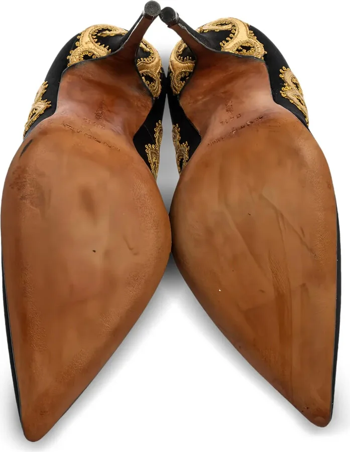 Pre-Owned 110mm Embroidered Pointed-Toe Pumps - Image 5