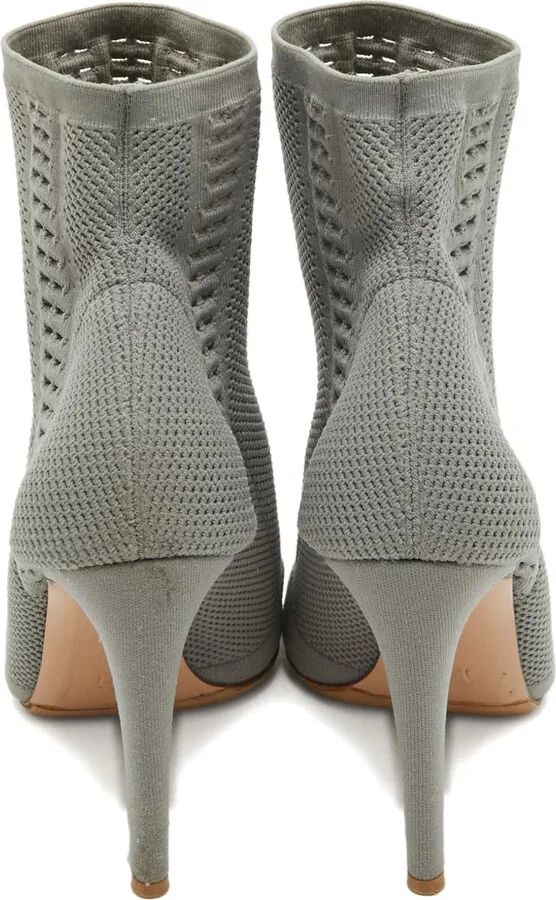 Pre-Owned 110mm Knit Peep-Toe Boots - Image 3
