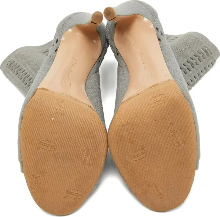 Pre-Owned 110mm Knit Peep-Toe Boots - Image 4