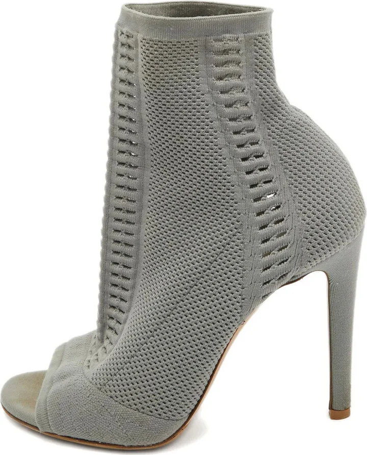 Pre-Owned 110mm Knit Peep-Toe Boots