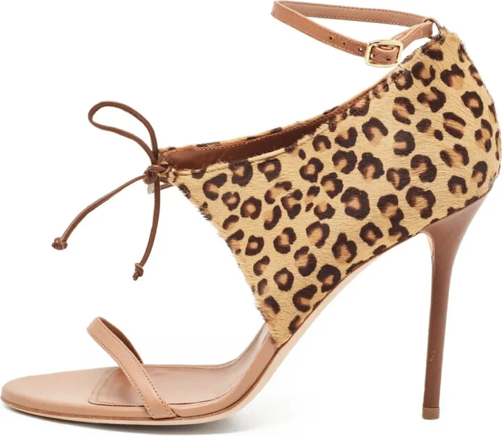 Pre-Owned 110mm Leopard-Print Sandals