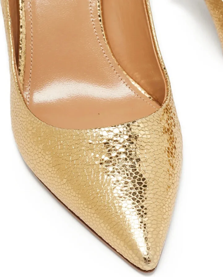 Pre-Owned 110mm Metallic-Effect Leather Pumps - Image 5
