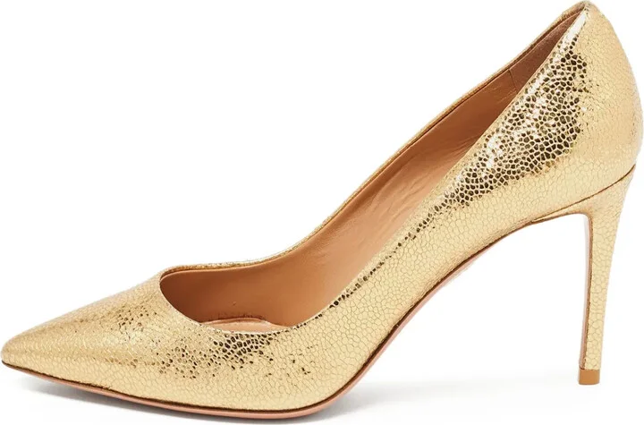 Pre-Owned 110mm Metallic-Effect Leather Pumps