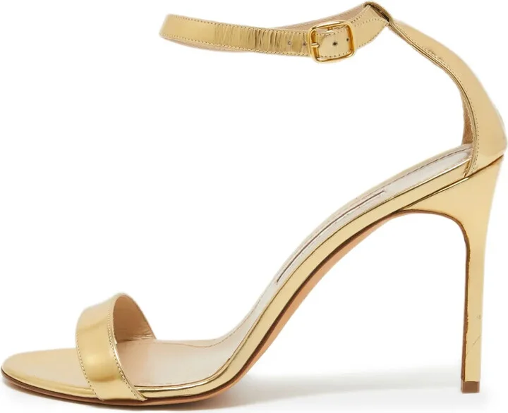 Pre-Owned 110mm Metallic Leather Sandals
