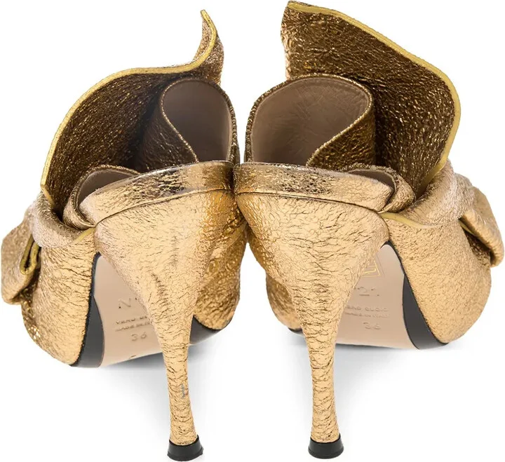 Pre-Owned 110mm Metallic Open-Toe Sandals - Image 3