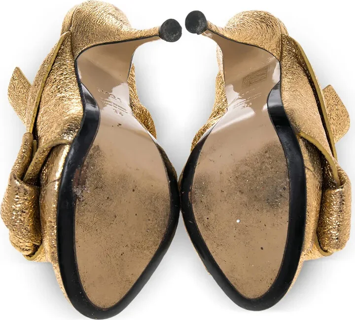 Pre-Owned 110mm Metallic Open-Toe Sandals - Image 4