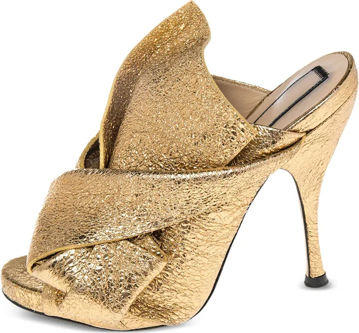 Pre-Owned 110mm Metallic Open-Toe Sandals