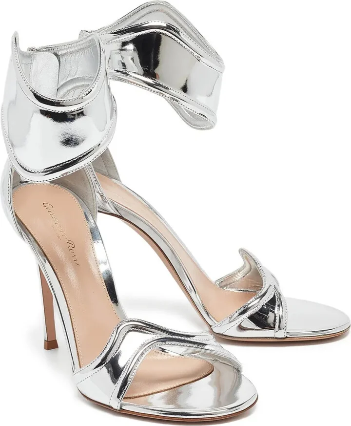 Pre-Owned 110mm Metallic Sandals - Image 2