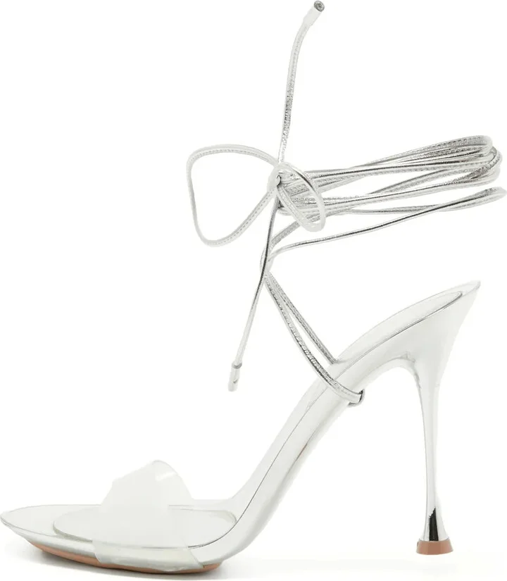 Pre-Owned 110mm Metallic Stiletto-Heel Sandals