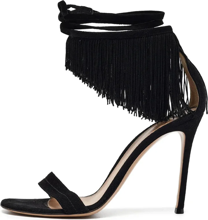 pre-owned 110mm Olivia fringed sandals