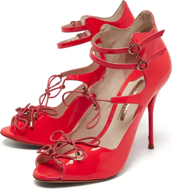 Pre-Owned 110mm Patent-Leather Bow-Detailing Sandals - Image 2