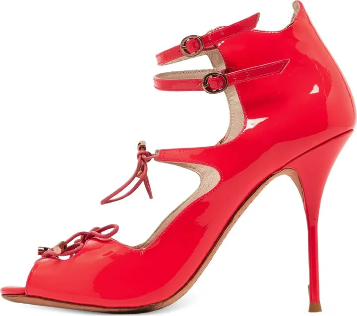 Pre-Owned 110mm Patent-Leather Bow-Detailing Sandals