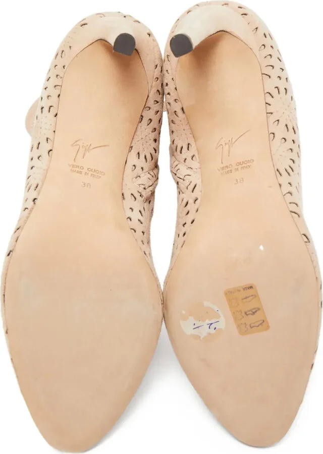 Pre-Owned 110mm Perforated Ankle Boots - Image 4