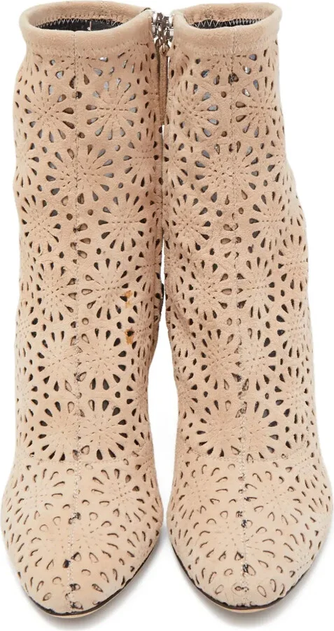 Pre-Owned 110mm Perforated Ankle Boots - Image 5