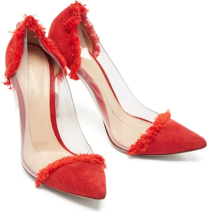 pre-owned 110mm Plexi frayed pointed-toe pumps - Image 2