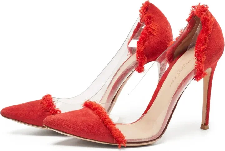 pre-owned 110mm Plexi frayed pointed-toe pumps - Image 4
