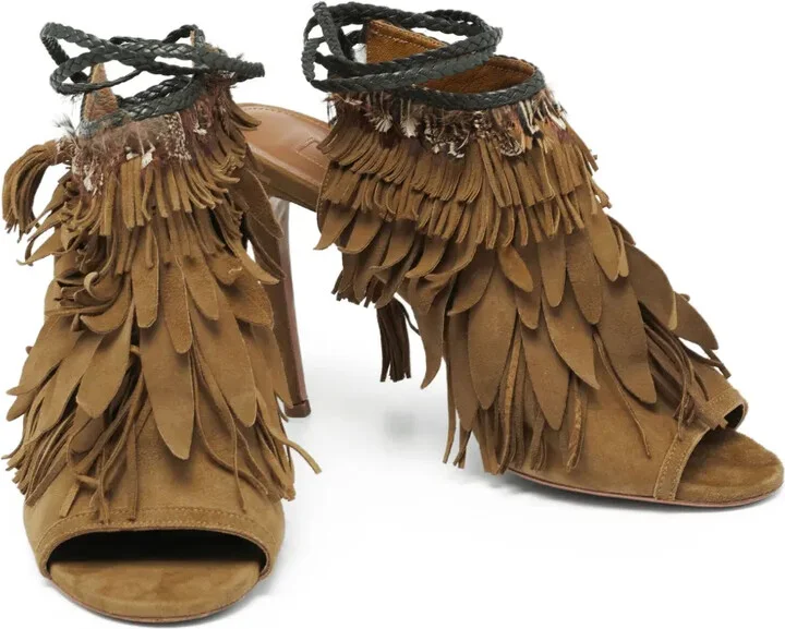 pre-owned 110mm Pocahontas fringed sandals - Image 3