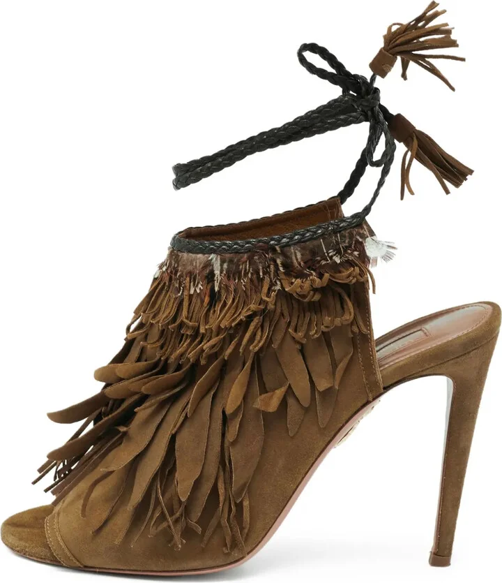 pre-owned 110mm Pocahontas fringed sandals