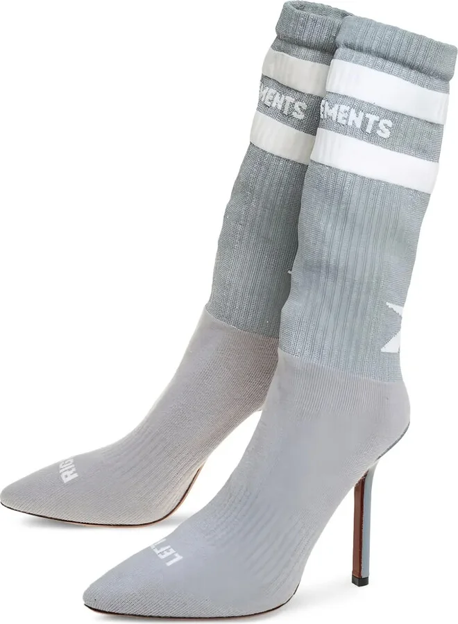 Pre-owned 110mm pointed sock-style ankle boots - Image 5
