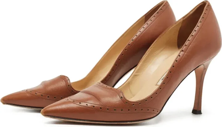 Pre-Owned 110mm Pointed-Toe Perforated Pumps - Image 2