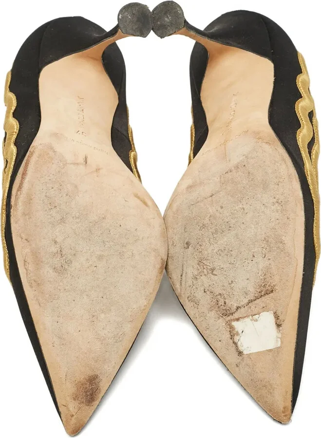 Pre-Owned 110mm Satin Wave Embroidered Pumps - Image 5